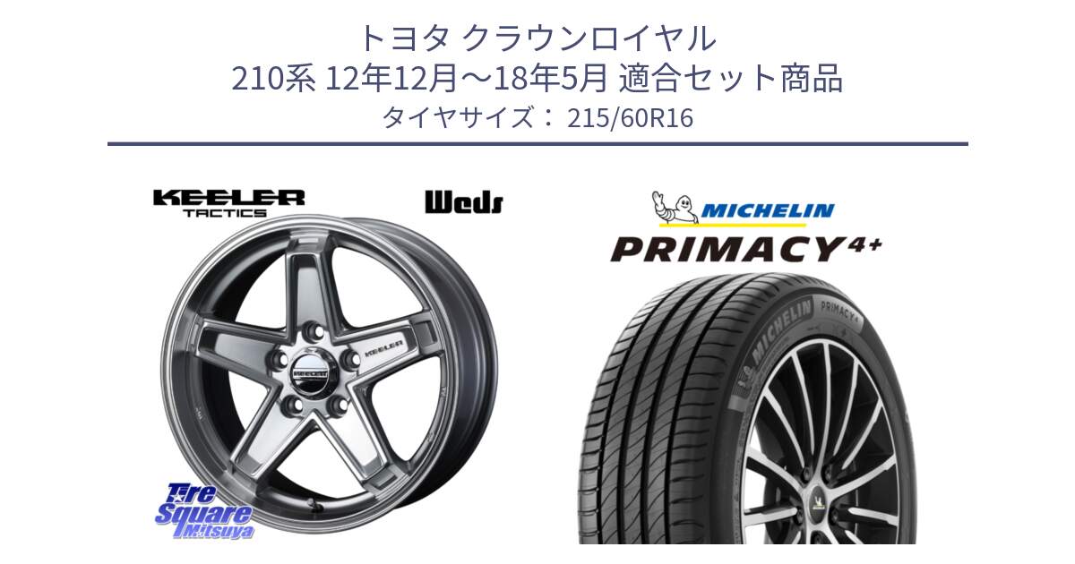 トヨタ クラウンロイヤル 210系 12年12月～18年5月 用セット商品です。KEELER TACTICS シルバー ホイール 4本 16インチ と PRIMACY4+ プライマシー4+ 99V XL 正規 215/60R16 の組合せ商品です。