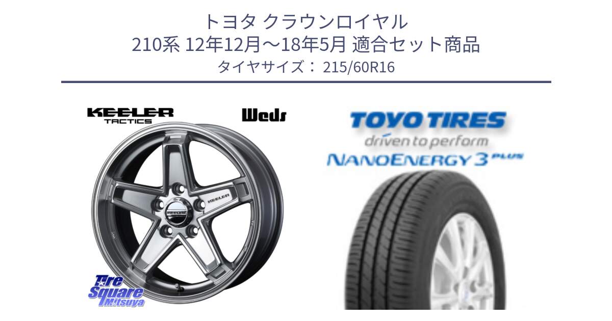 トヨタ クラウンロイヤル 210系 12年12月～18年5月 用セット商品です。KEELER TACTICS シルバー ホイール 4本 16インチ と トーヨー ナノエナジー3プラス サマータイヤ 215/60R16 の組合せ商品です。