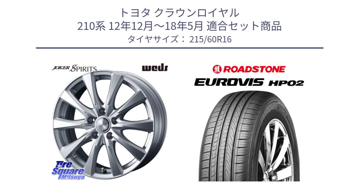 トヨタ クラウンロイヤル 210系 12年12月～18年5月 用セット商品です。ジョーカースピリッツ ホイール と ロードストーン EUROVIS HP02 サマータイヤ 215/60R16 の組合せ商品です。