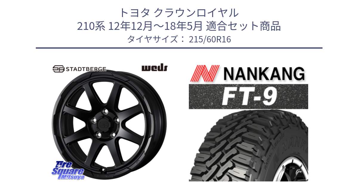 トヨタ クラウンロイヤル 210系 12年12月～18年5月 用セット商品です。STADTBERGE BLK ホイール 16インチ と ROLLNEX FT-9 ホワイトレター サマータイヤ 215/60R16 の組合せ商品です。