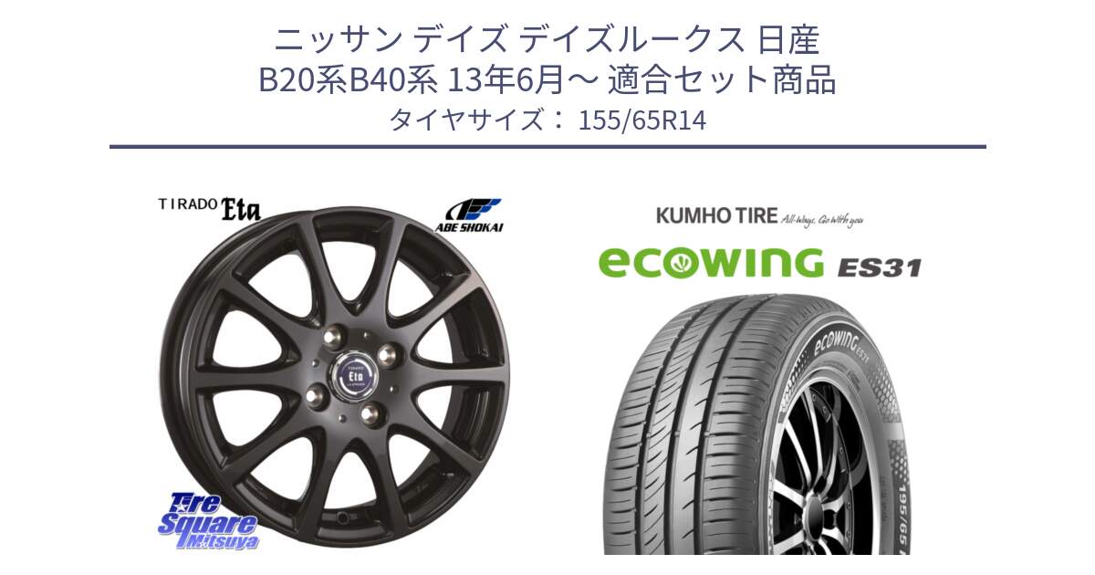 ニッサン デイズ デイズルークス 日産 B20系B40系 13年6月～ 用セット商品です。ティラード イータ と ecoWING ES31 エコウィング サマータイヤ 155/65R14 の組合せ商品です。