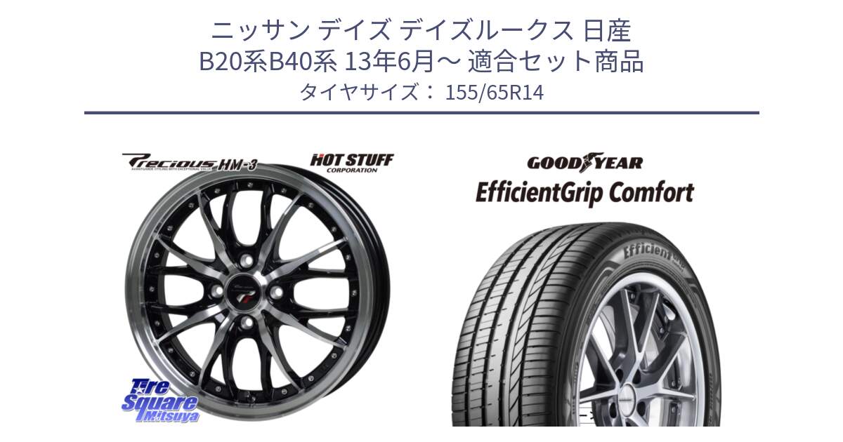 ニッサン デイズ デイズルークス 日産 B20系B40系 13年6月～ 用セット商品です。Precious プレシャス HM3 HM-3 4H BKP 14インチ と EffcientGrip Comfort サマータイヤ 155/65R14 の組合せ商品です。