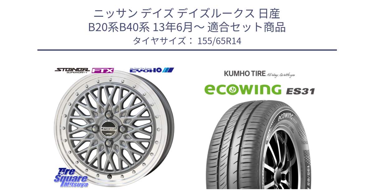 ニッサン デイズ デイズルークス 日産 B20系B40系 13年6月～ 用セット商品です。【欠品次回10月末】シュタイナー FTX SIL 14インチ と ecoWING ES31 エコウィング サマータイヤ 155/65R14 の組合せ商品です。