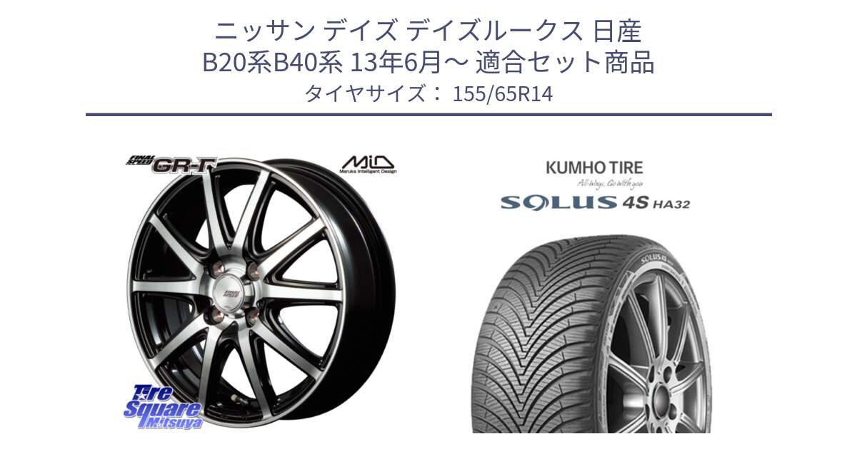 ニッサン デイズ デイズルークス 日産 B20系B40系 13年6月～ 用セット商品です。MID FINAL SPEED GR ガンマ ホイール と SOLUS 4S HA32 ソルウス オールシーズンタイヤ 155/65R14 の組合せ商品です。