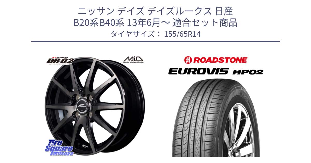 ニッサン デイズ デイズルークス 日産 B20系B40系 13年6月～ 用セット商品です。MID SCHNEIDER シュナイダー DR-02 14インチ と ロードストーン EUROVIS HP02 サマータイヤ 155/65R14 の組合せ商品です。