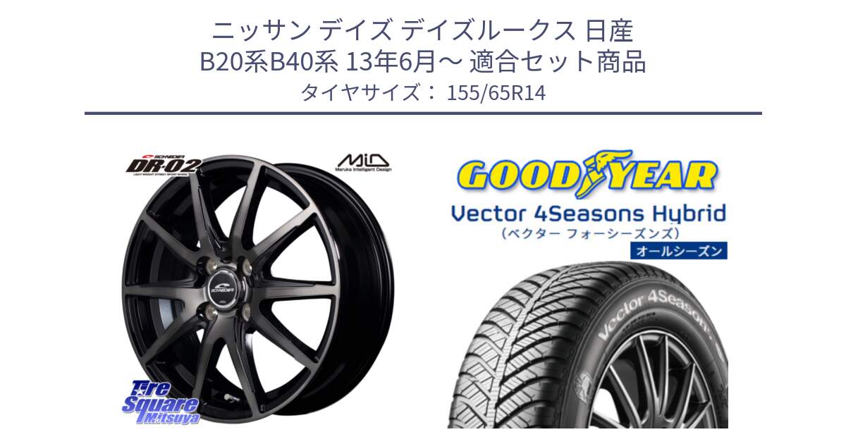 ニッサン デイズ デイズルークス 日産 B20系B40系 13年6月～ 用セット商品です。MID SCHNEIDER シュナイダー DR-02 14インチ と ベクター Vector 4Seasons Hybrid 軽自動車 オールシーズンタイヤ 155/65R14 の組合せ商品です。