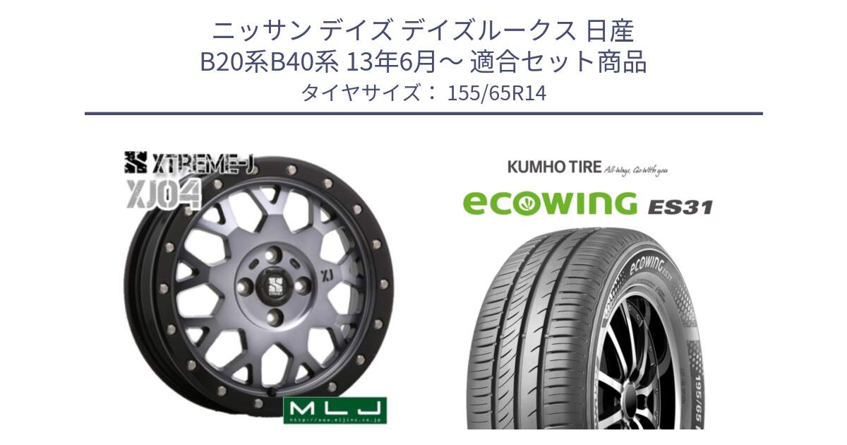 ニッサン デイズ デイズルークス 日産 B20系B40系 13年6月～ 用セット商品です。XJ04 XTREME-J エクストリームJ ホイール 14インチ と ecoWING ES31 エコウィング サマータイヤ 155/65R14 の組合せ商品です。