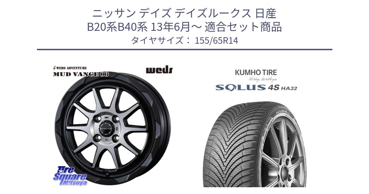 ニッサン デイズ デイズルークス 日産 B20系B40系 13年6月～ 用セット商品です。マッドヴァンス 06 MUD VANCE 06 ウエッズ 14インチ と SOLUS 4S HA32 ソルウス オールシーズンタイヤ 155/65R14 の組合せ商品です。