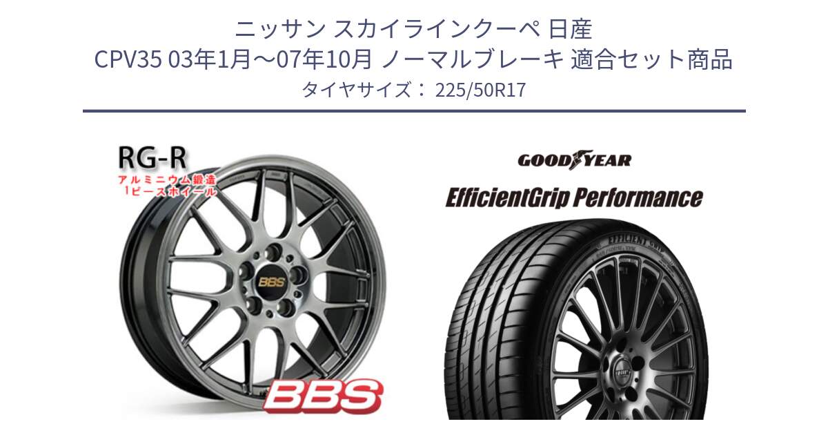 ニッサン スカイラインクーペ 日産 CPV35 03年1月～07年10月 ノーマルブレーキ 用セット商品です。RG-R 鍛造1ピース ホイール 17インチ と EfficientGrip Performance エフィシェントグリップ パフォーマンス MO 正規品 新車装着 サマータイヤ 225/50R17 の組合せ商品です。