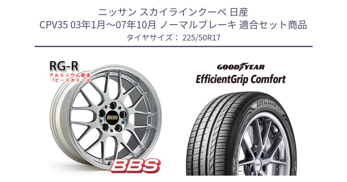 ニッサン スカイラインクーペ 日産 CPV35 03年1月～07年10月 ノーマルブレーキ 用セット商品です。RG-R 鍛造1ピース ホイール 17インチ と EffcientGrip Comfort サマータイヤ 225/50R17 の組合せ商品です。