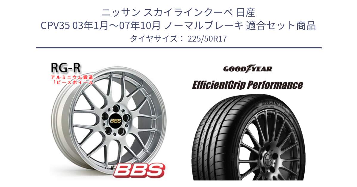 ニッサン スカイラインクーペ 日産 CPV35 03年1月～07年10月 ノーマルブレーキ 用セット商品です。RG-R 鍛造1ピース ホイール 17インチ と EfficientGrip Performance エフィシェントグリップ パフォーマンス MO 正規品 新車装着 サマータイヤ 225/50R17 の組合せ商品です。