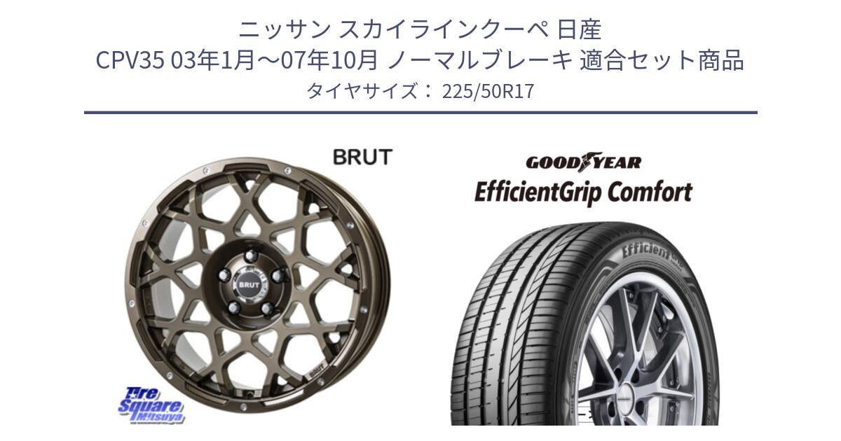 ニッサン スカイラインクーペ 日産 CPV35 03年1月～07年10月 ノーマルブレーキ 用セット商品です。ブルート BR-55 BR55 ホイール 17インチ と EffcientGrip Comfort サマータイヤ 225/50R17 の組合せ商品です。