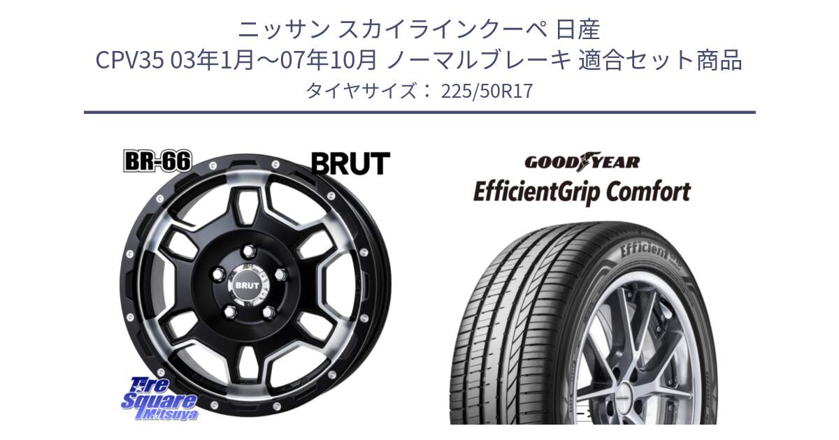 ニッサン スカイラインクーペ 日産 CPV35 03年1月～07年10月 ノーマルブレーキ 用セット商品です。ブルート BR-66 BR66 ホイール  17インチ と EffcientGrip Comfort サマータイヤ 225/50R17 の組合せ商品です。