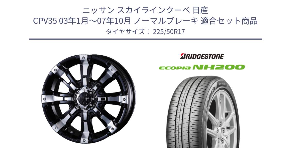 ニッサン スカイラインクーペ 日産 CPV35 03年1月～07年10月 ノーマルブレーキ 用セット商品です。クリムソン BEAST ビースト ホイール 17インチ と ECOPIA NH200 エコピア サマータイヤ 225/50R17 の組合せ商品です。