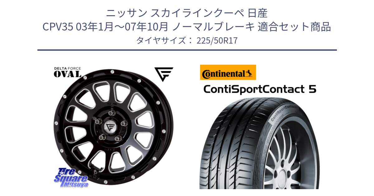 ニッサン スカイラインクーペ 日産 CPV35 03年1月～07年10月 ノーマルブレーキ 用セット商品です。デルタフォース オーバル 7J ホイール 17インチ と 23年製 MO ContiSportContact 5 メルセデスベンツ承認 CSC5 並行 225/50R17 の組合せ商品です。