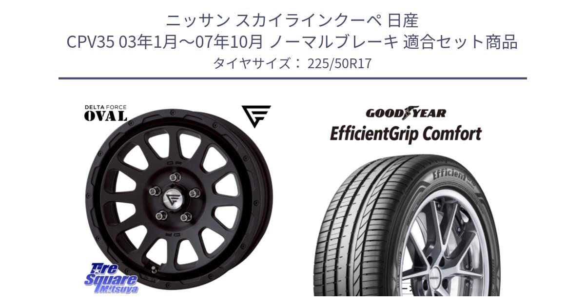 ニッサン スカイラインクーペ 日産 CPV35 03年1月～07年10月 ノーマルブレーキ 用セット商品です。デルタフォース オーバル BK 17インチ 7J ホイール と EffcientGrip Comfort サマータイヤ 225/50R17 の組合せ商品です。