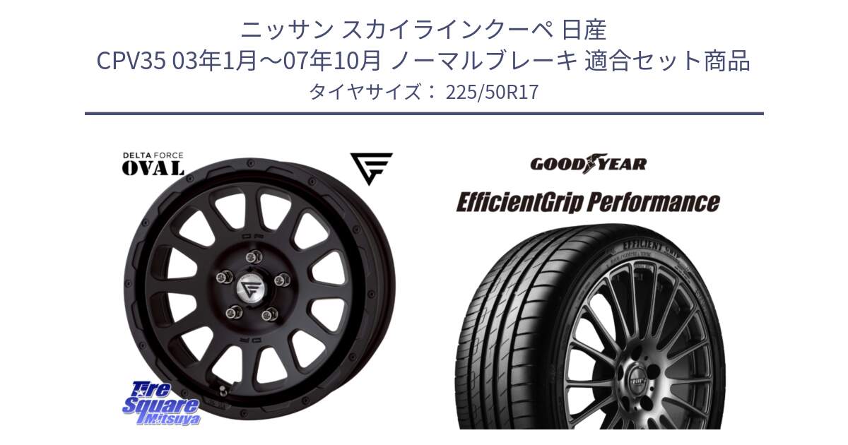 ニッサン スカイラインクーペ 日産 CPV35 03年1月～07年10月 ノーマルブレーキ 用セット商品です。デルタフォース オーバル BK 17インチ 7J ホイール と EfficientGrip Performance エフィシェントグリップ パフォーマンス MO 正規品 新車装着 サマータイヤ 225/50R17 の組合せ商品です。