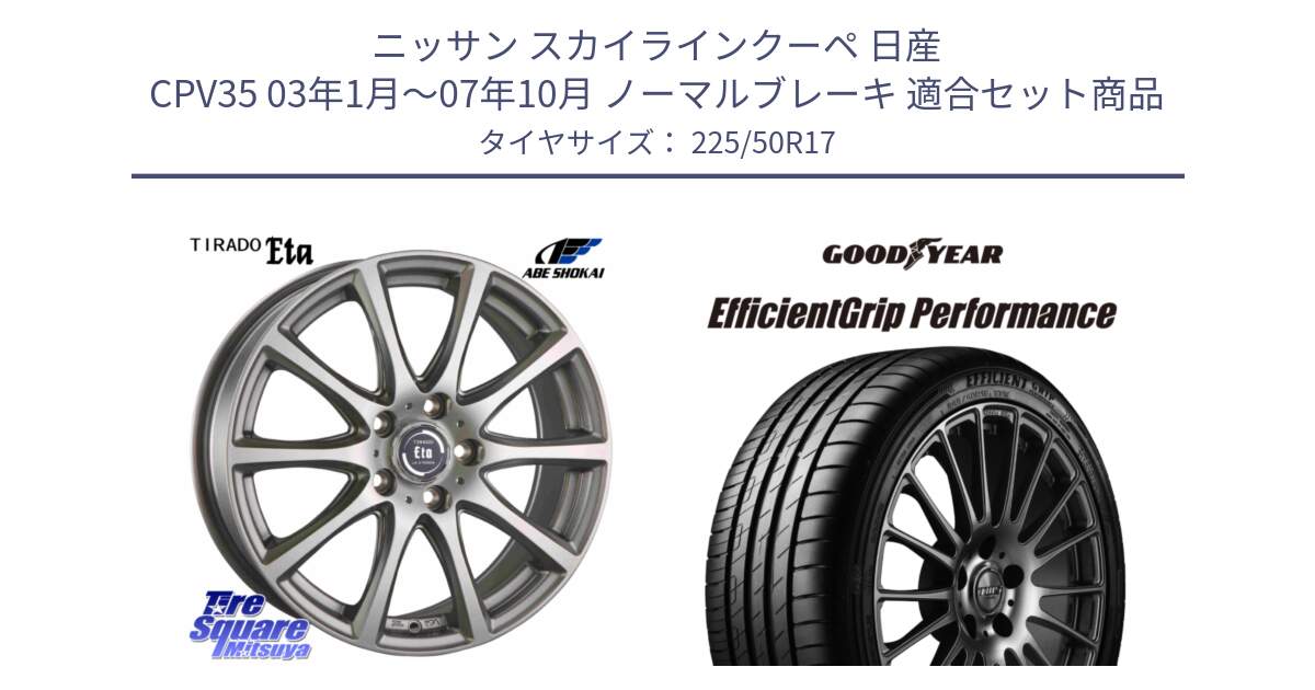 ニッサン スカイラインクーペ 日産 CPV35 03年1月～07年10月 ノーマルブレーキ 用セット商品です。ティラード イータ と EfficientGrip Performance エフィシェントグリップ パフォーマンス MO 正規品 新車装着 サマータイヤ 225/50R17 の組合せ商品です。