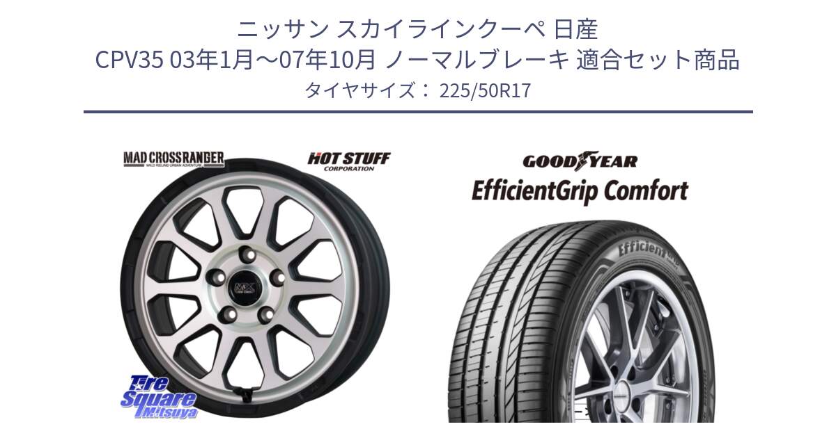 ニッサン スカイラインクーペ 日産 CPV35 03年1月～07年10月 ノーマルブレーキ 用セット商品です。マッドクロス レンジャー シルバー ホイール 17インチ と EffcientGrip Comfort サマータイヤ 225/50R17 の組合せ商品です。