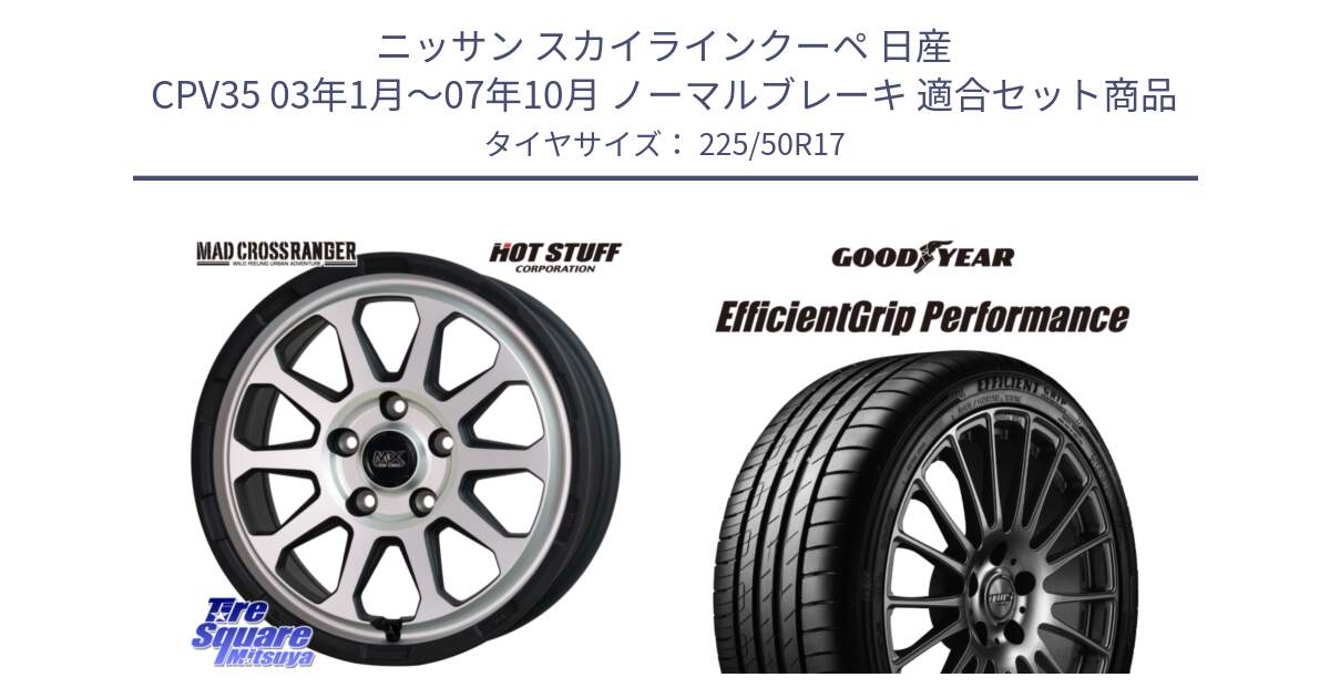 ニッサン スカイラインクーペ 日産 CPV35 03年1月～07年10月 ノーマルブレーキ 用セット商品です。マッドクロス レンジャー シルバー ホイール 17インチ と EfficientGrip Performance エフィシェントグリップ パフォーマンス MO 正規品 新車装着 サマータイヤ 225/50R17 の組合せ商品です。