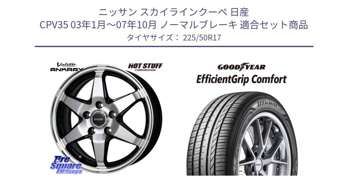 ニッサン スカイラインクーペ 日産 CPV35 03年1月～07年10月 ノーマルブレーキ 用セット商品です。Valette ANKRAY アンクレイ ホイール 17インチ と EffcientGrip Comfort サマータイヤ 225/50R17 の組合せ商品です。