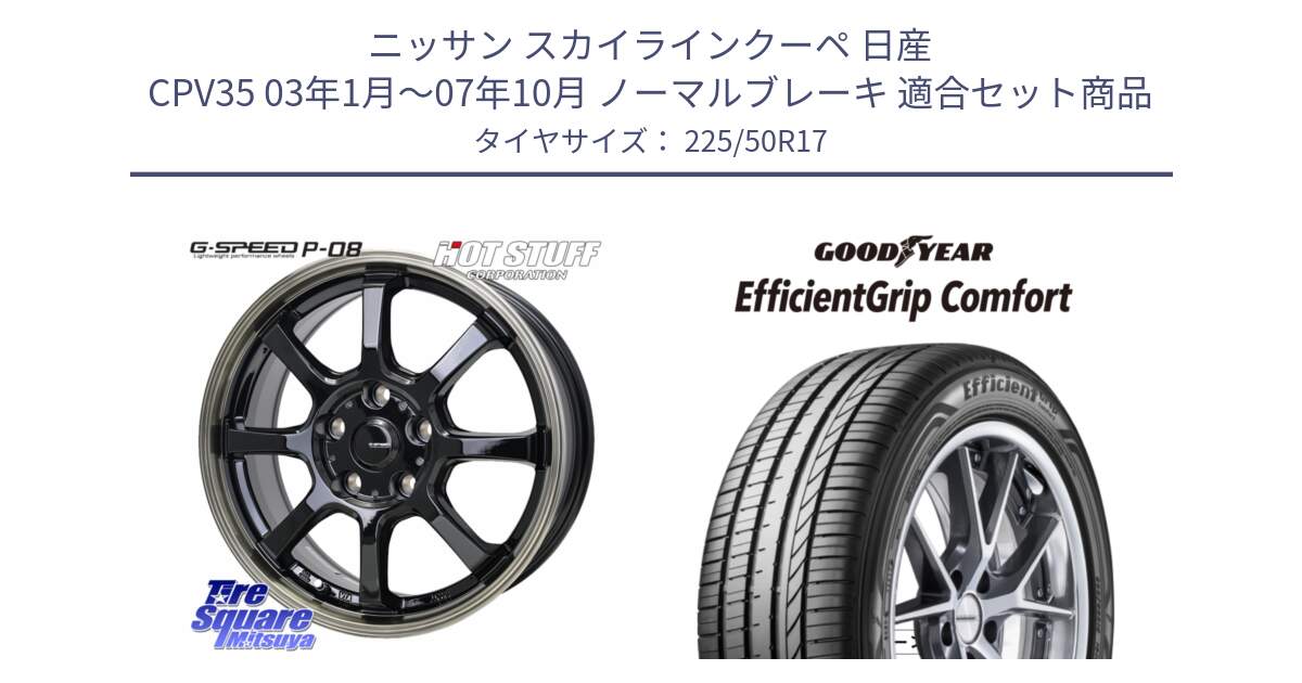 ニッサン スカイラインクーペ 日産 CPV35 03年1月～07年10月 ノーマルブレーキ 用セット商品です。G-SPEED P-08 ホイール 17インチ と EffcientGrip Comfort サマータイヤ 225/50R17 の組合せ商品です。