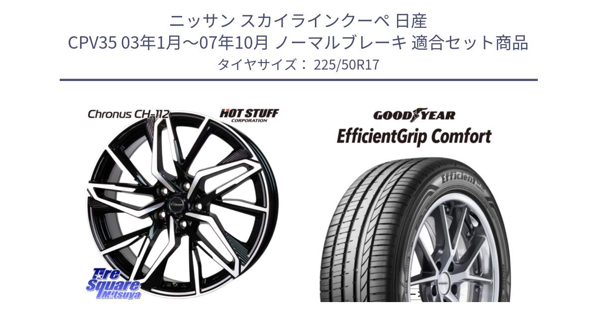 ニッサン スカイラインクーペ 日産 CPV35 03年1月～07年10月 ノーマルブレーキ 用セット商品です。Chronus CH-112 クロノス CH112 ホイール 17インチ と EffcientGrip Comfort サマータイヤ 225/50R17 の組合せ商品です。