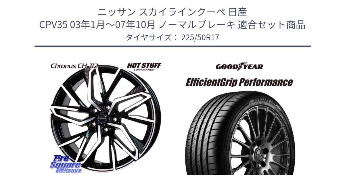 ニッサン スカイラインクーペ 日産 CPV35 03年1月～07年10月 ノーマルブレーキ 用セット商品です。Chronus CH-112 クロノス CH112 ホイール 17インチ と EfficientGrip Performance エフィシェントグリップ パフォーマンス MO 正規品 新車装着 サマータイヤ 225/50R17 の組合せ商品です。