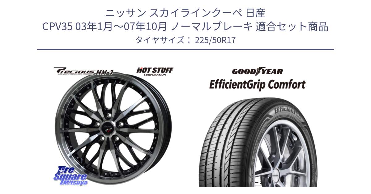 ニッサン スカイラインクーペ 日産 CPV35 03年1月～07年10月 ノーマルブレーキ 用セット商品です。Precious プレシャス HM3 HM-3 17インチ と EffcientGrip Comfort サマータイヤ 225/50R17 の組合せ商品です。