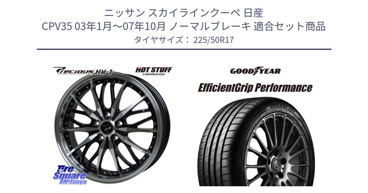 ニッサン スカイラインクーペ 日産 CPV35 03年1月～07年10月 ノーマルブレーキ 用セット商品です。Precious プレシャス HM3 HM-3 17インチ と EfficientGrip Performance エフィシェントグリップ パフォーマンス MO 正規品 新車装着 サマータイヤ 225/50R17 の組合せ商品です。