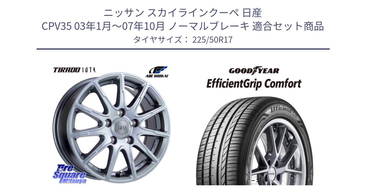 ニッサン スカイラインクーペ 日産 CPV35 03年1月～07年10月 ノーマルブレーキ 用セット商品です。TIRADO IOTA イオタ ホイール 17インチ と EffcientGrip Comfort サマータイヤ 225/50R17 の組合せ商品です。