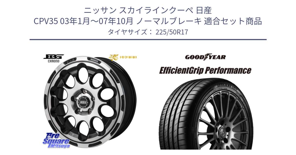 ニッサン スカイラインクーペ 日産 CPV35 03年1月～07年10月 ノーマルブレーキ 用セット商品です。ボトムガルシア CHRONO クロノ と EfficientGrip Performance エフィシェントグリップ パフォーマンス MO 正規品 新車装着 サマータイヤ 225/50R17 の組合せ商品です。