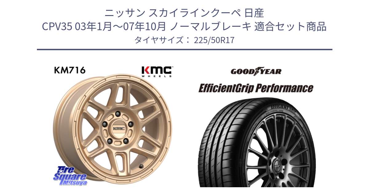 ニッサン スカイラインクーペ 日産 CPV35 03年1月～07年10月 ノーマルブレーキ 用セット商品です。KM716 NOMAD ホイール  17インチ 専用Nut別売 と EfficientGrip Performance エフィシェントグリップ パフォーマンス MO 正規品 新車装着 サマータイヤ 225/50R17 の組合せ商品です。