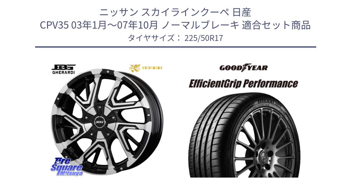 ニッサン スカイラインクーペ 日産 CPV35 03年1月～07年10月 ノーマルブレーキ 用セット商品です。ボトムガルシア ゲラルディ ホイール と EfficientGrip Performance エフィシェントグリップ パフォーマンス MO 正規品 新車装着 サマータイヤ 225/50R17 の組合せ商品です。