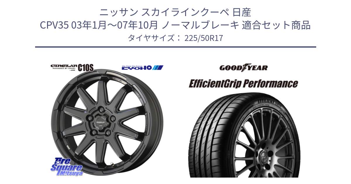 ニッサン スカイラインクーペ 日産 CPV35 03年1月～07年10月 ノーマルブレーキ 用セット商品です。キョウホウ CIRCLAR サーキュラー C10S 17インチ と EfficientGrip Performance エフィシェントグリップ パフォーマンス MO 正規品 新車装着 サマータイヤ 225/50R17 の組合せ商品です。