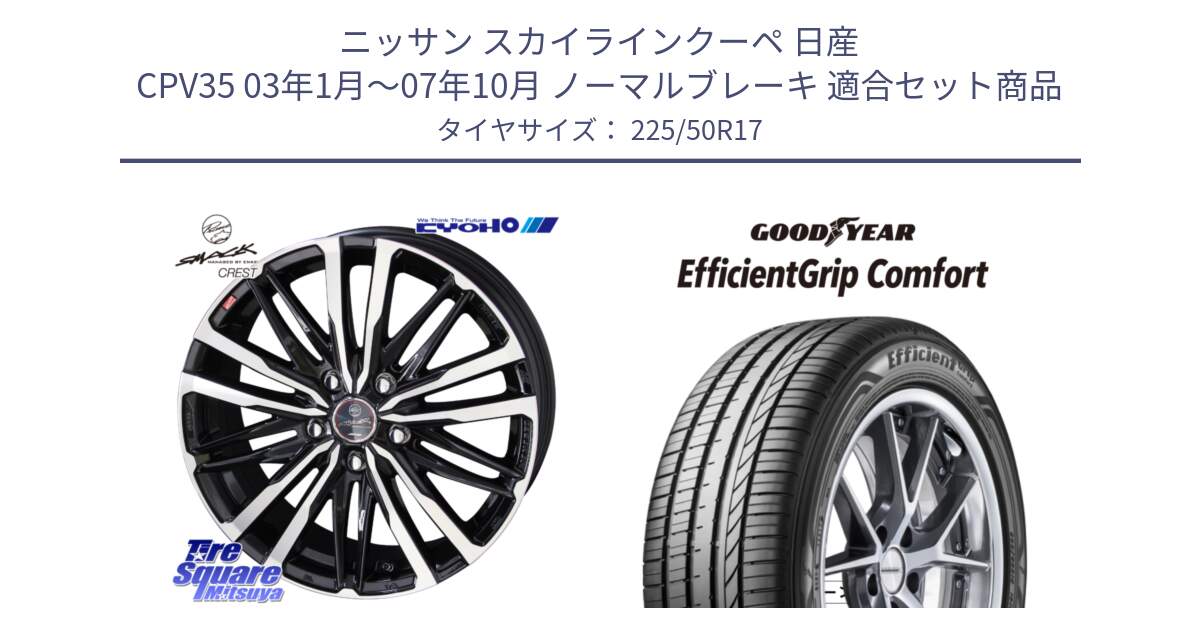 ニッサン スカイラインクーペ 日産 CPV35 03年1月～07年10月 ノーマルブレーキ 用セット商品です。SMACK CREST ホイール 4本 17インチ と EffcientGrip Comfort サマータイヤ 225/50R17 の組合せ商品です。