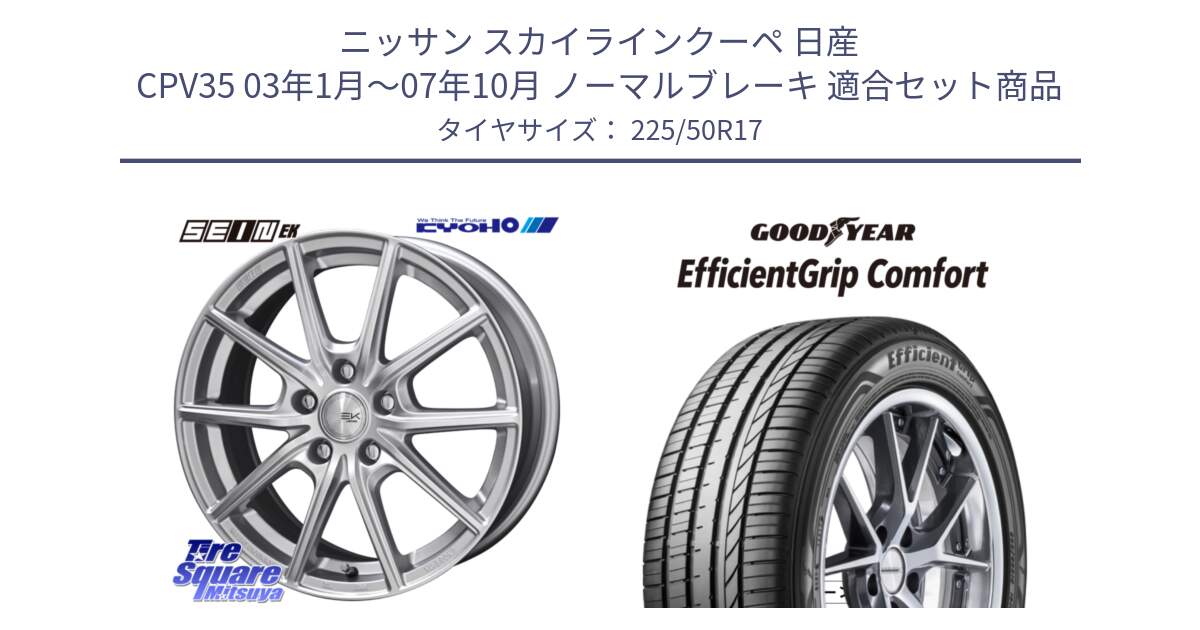 ニッサン スカイラインクーペ 日産 CPV35 03年1月～07年10月 ノーマルブレーキ 用セット商品です。SEIN EK ザインEK ホイール 17インチ と EffcientGrip Comfort サマータイヤ 225/50R17 の組合せ商品です。