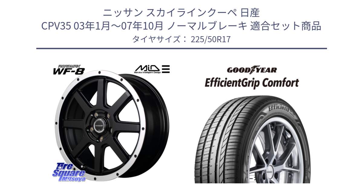 ニッサン スカイラインクーペ 日産 CPV35 03年1月～07年10月 ノーマルブレーキ 用セット商品です。MID ROADMAX WF-8 WF8 ロードマックス ホイール 17インチ と EffcientGrip Comfort サマータイヤ 225/50R17 の組合せ商品です。