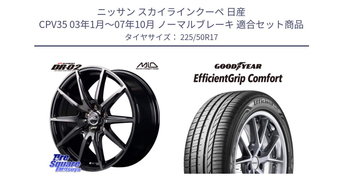 ニッサン スカイラインクーペ 日産 CPV35 03年1月～07年10月 ノーマルブレーキ 用セット商品です。MID SCHNEIDER シュナイダー DR-02 17インチ と EffcientGrip Comfort サマータイヤ 225/50R17 の組合せ商品です。