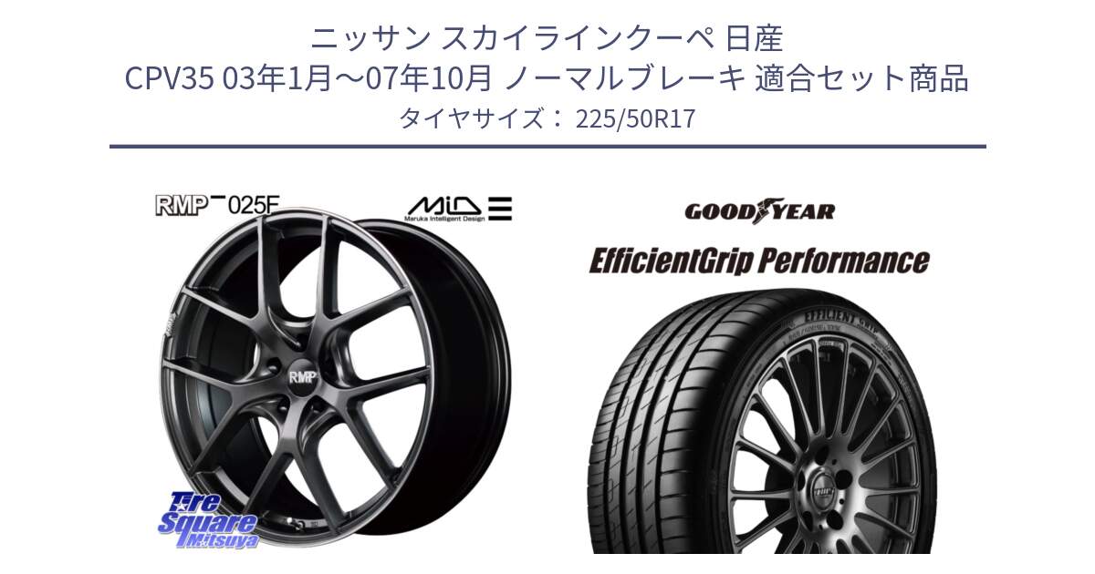 ニッサン スカイラインクーペ 日産 CPV35 03年1月～07年10月 ノーマルブレーキ 用セット商品です。MID RMP - 025F ホイール 17インチ と EfficientGrip Performance エフィシェントグリップ パフォーマンス MO 正規品 新車装着 サマータイヤ 225/50R17 の組合せ商品です。