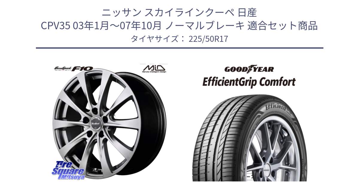 ニッサン スカイラインクーペ 日産 CPV35 03年1月～07年10月 ノーマルブレーキ 用セット商品です。MID EuroSpeed F10 ホイール 4本 17インチ と EffcientGrip Comfort サマータイヤ 225/50R17 の組合せ商品です。