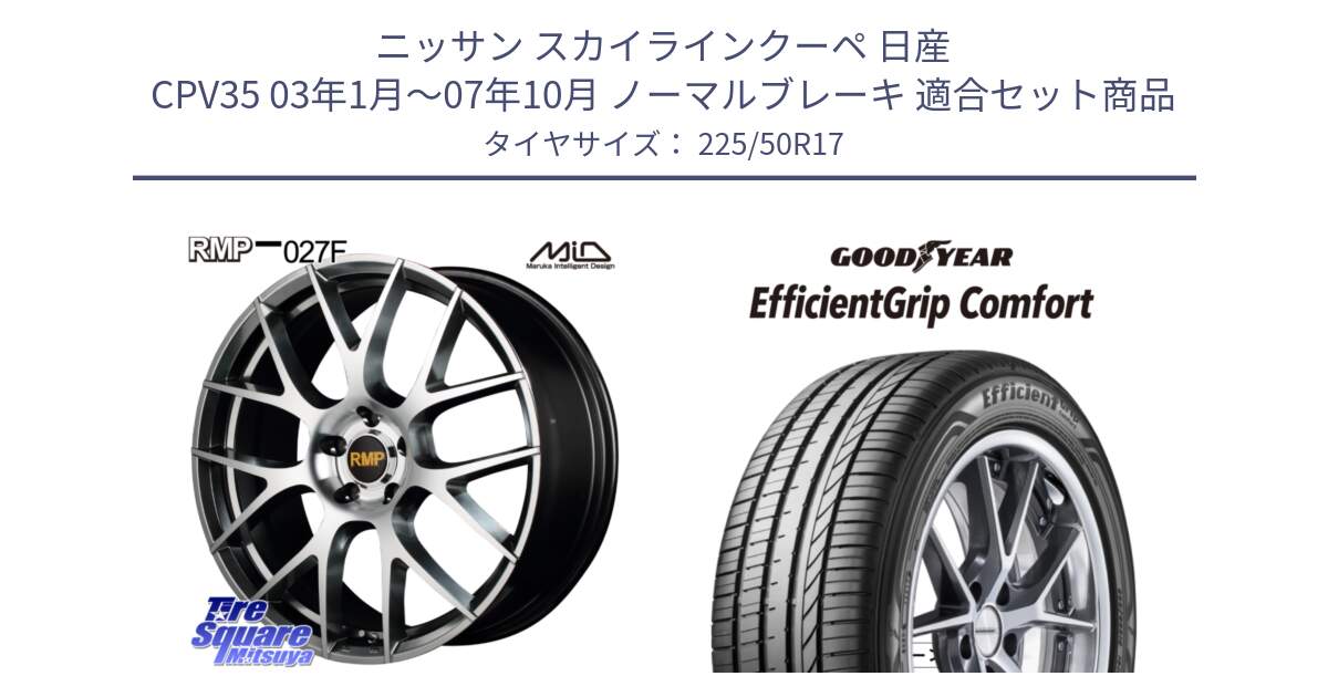 ニッサン スカイラインクーペ 日産 CPV35 03年1月～07年10月 ノーマルブレーキ 用セット商品です。MID RMP - 027F 17インチ ホイール と EffcientGrip Comfort サマータイヤ 225/50R17 の組合せ商品です。