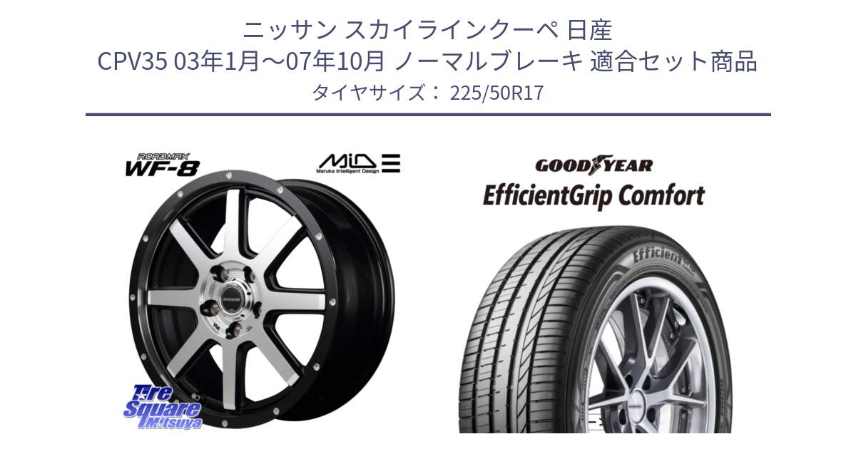 ニッサン スカイラインクーペ 日産 CPV35 03年1月～07年10月 ノーマルブレーキ 用セット商品です。MID ROADMAX WF-8 WF8 ロードマックス ホイール 17インチ と EffcientGrip Comfort サマータイヤ 225/50R17 の組合せ商品です。