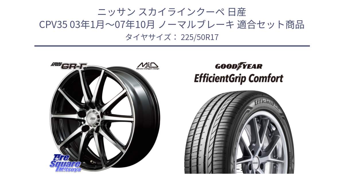 ニッサン スカイラインクーペ 日産 CPV35 03年1月～07年10月 ノーマルブレーキ 用セット商品です。MID FINAL SPEED GR ガンマ ホイール と EffcientGrip Comfort サマータイヤ 225/50R17 の組合せ商品です。