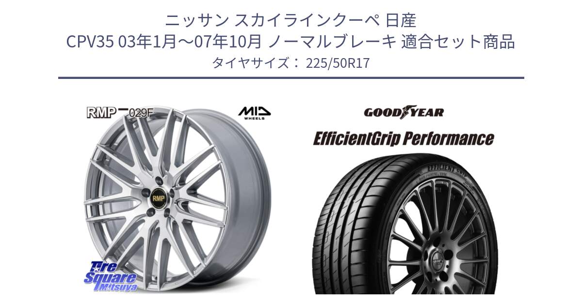 ニッサン スカイラインクーペ 日産 CPV35 03年1月～07年10月 ノーマルブレーキ 用セット商品です。MID RMP-029F ホイール 17インチ と EfficientGrip Performance エフィシェントグリップ パフォーマンス MO 正規品 新車装着 サマータイヤ 225/50R17 の組合せ商品です。