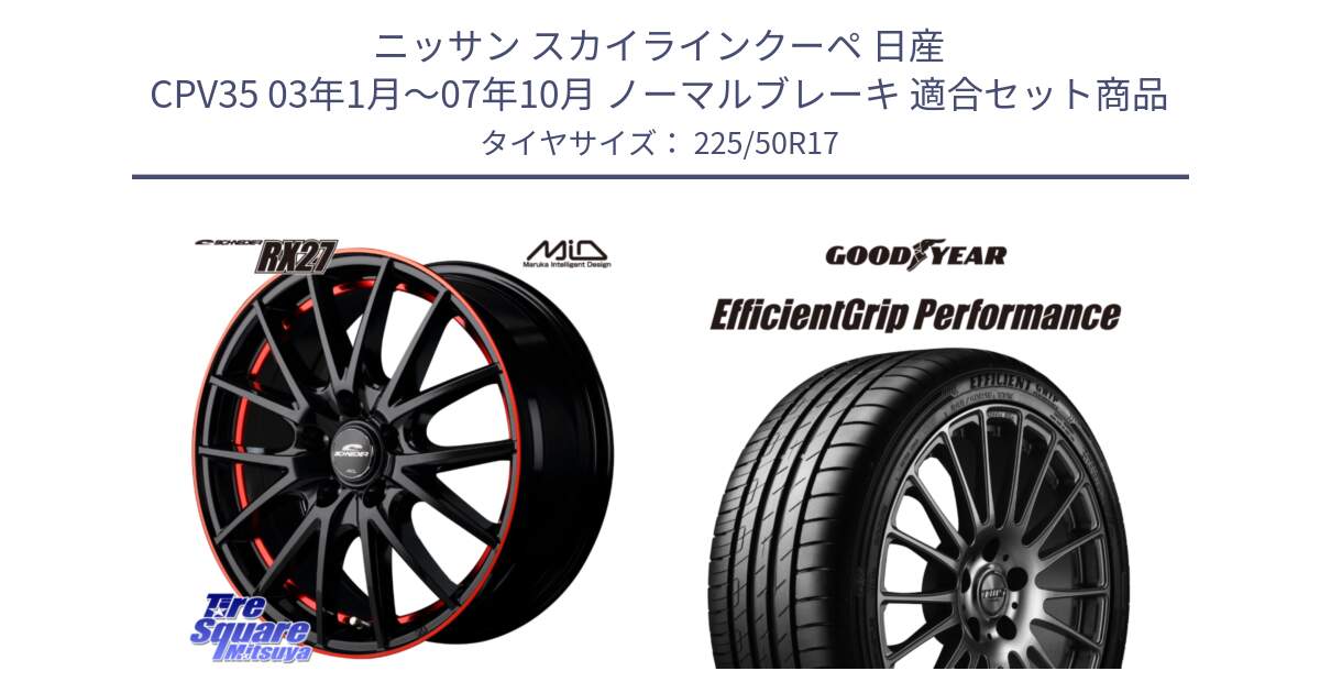 ニッサン スカイラインクーペ 日産 CPV35 03年1月～07年10月 ノーマルブレーキ 用セット商品です。MID SCHNEIDER シュナイダー RX27 17インチ と EfficientGrip Performance エフィシェントグリップ パフォーマンス MO 正規品 新車装着 サマータイヤ 225/50R17 の組合せ商品です。