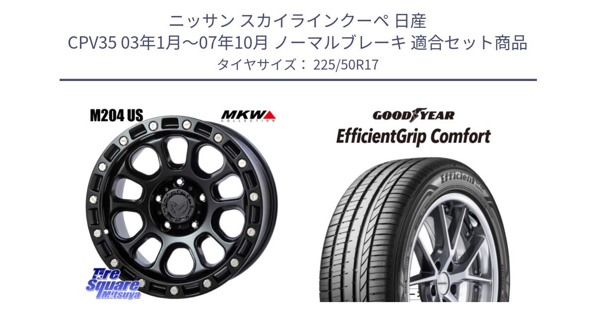 ニッサン スカイラインクーペ 日産 CPV35 03年1月～07年10月 ノーマルブレーキ 用セット商品です。M204 ブラックキャット 在庫● 17インチ と EffcientGrip Comfort サマータイヤ 225/50R17 の組合せ商品です。