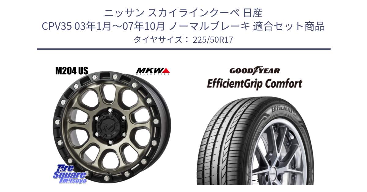 ニッサン スカイラインクーペ 日産 CPV35 03年1月～07年10月 ノーマルブレーキ 用セット商品です。M204 コヨーテブロンズ ホイール 17インチ と EffcientGrip Comfort サマータイヤ 225/50R17 の組合せ商品です。