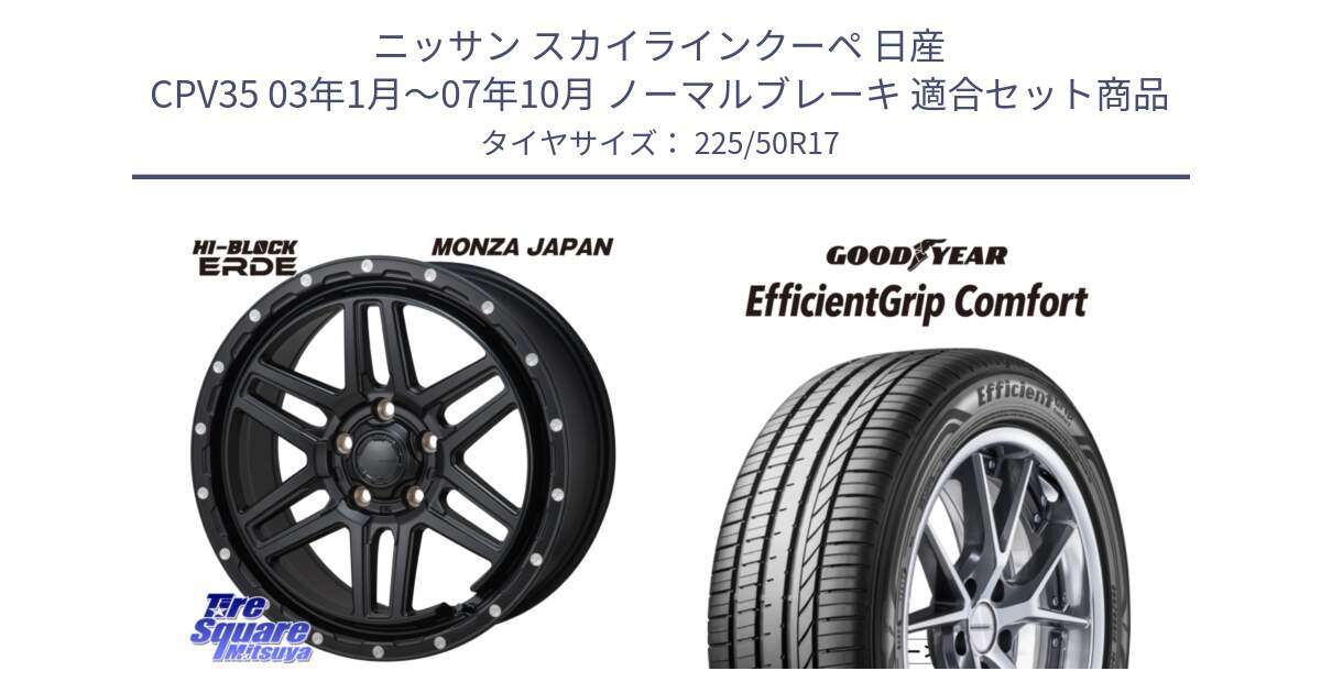 ニッサン スカイラインクーペ 日産 CPV35 03年1月～07年10月 ノーマルブレーキ 用セット商品です。HI-BLOCK ERDE 17インチ と EffcientGrip Comfort サマータイヤ 225/50R17 の組合せ商品です。