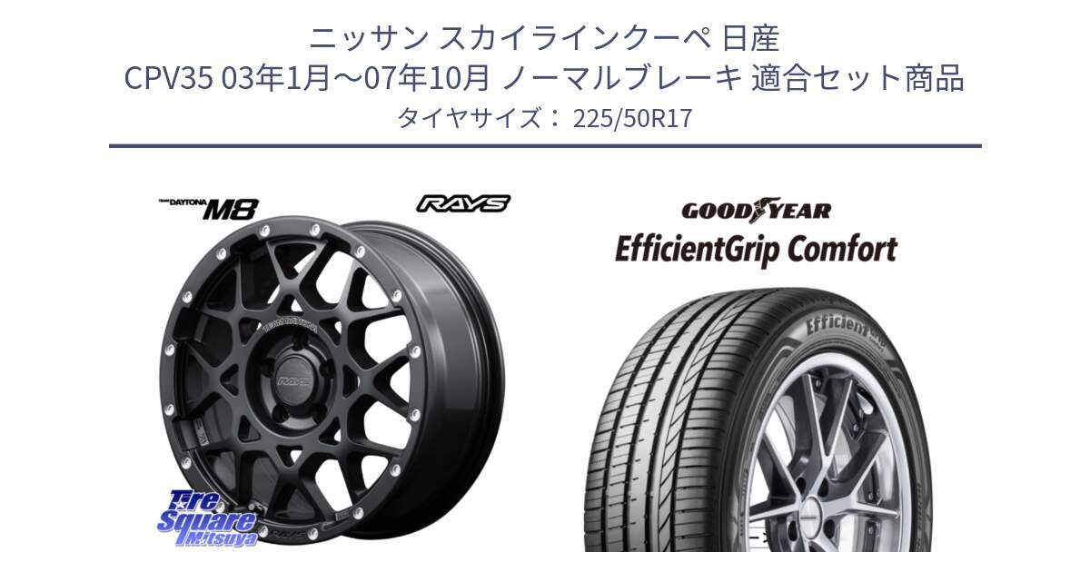 ニッサン スカイラインクーペ 日産 CPV35 03年1月～07年10月 ノーマルブレーキ 用セット商品です。【欠品次回1月末】 M8 TEAM DAYTONA ホイール 17インチ と EffcientGrip Comfort サマータイヤ 225/50R17 の組合せ商品です。